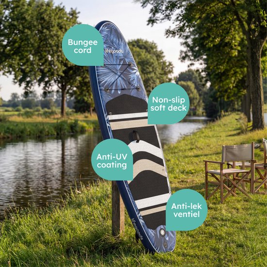 LifeGoods PaddlePro SUP Board - avec siège - Planche à pagaie gonflable - Ensemble complet - Max. 150KG - 320x81cm - Tropical Blue