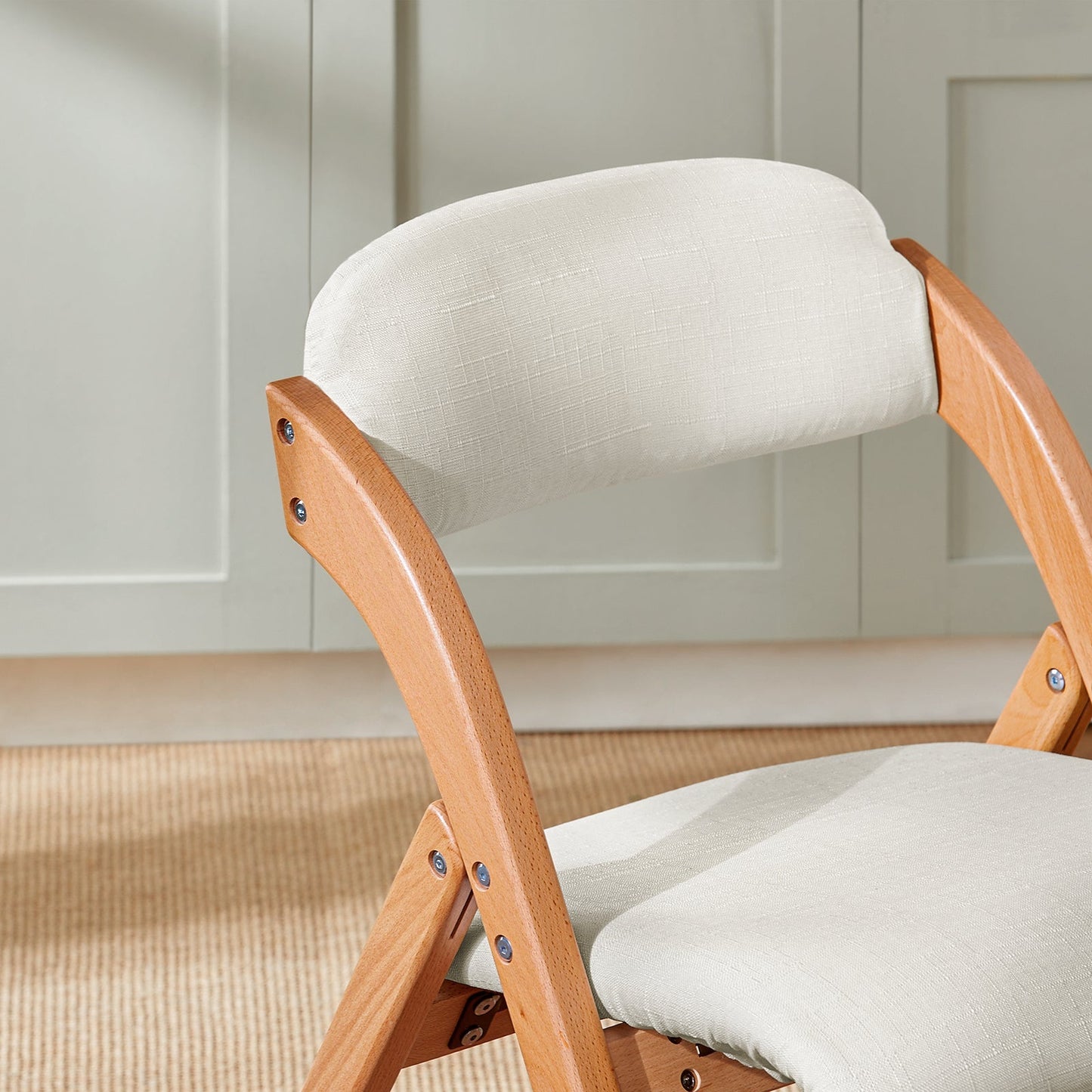 SoBuy Chaise pliante en bois avec assise rembourrée - 47x57x79 cm - Hêtre - Blanc