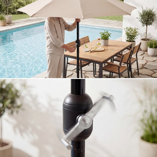 Parasol à mât Tristar - 300 cm, rond - Jardin et balcon - Inclinable - Housse de protection incluse - PA-7904 - Beige