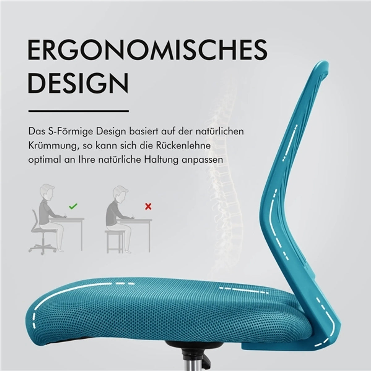 Chaise de bureau sans accoudoir Yaheetech - Hauteur réglable par vérin à gaz, roues pivotantes à 360° et rembourrage en mousse souple - Pour le bureau et l'étude - Polyester noir et nylon - 50 x 55 x 79-92 cm