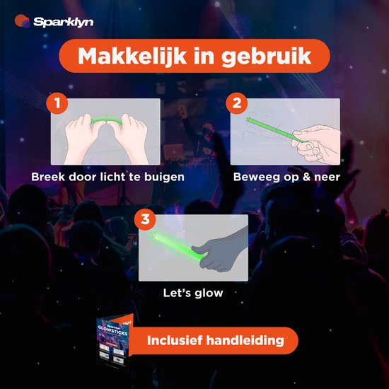 Sparklyn XXL Glow in the Dark Stick Set - 380pcs Glowsticks with accessories - Breaking sticks - Neon Party