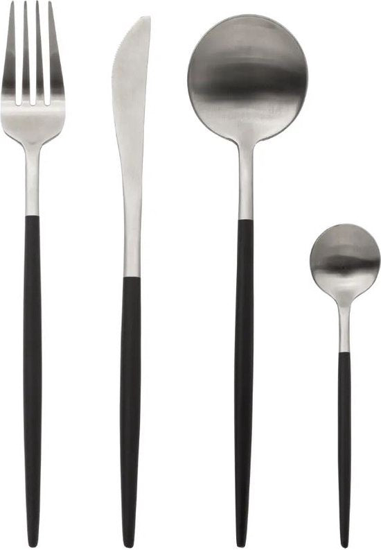 Lot de 24 couverts IDA Noir & Argent - Acier inoxydable