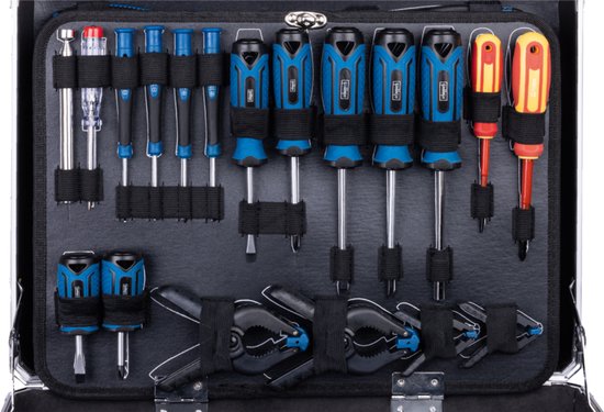 Coffre à outils Scheppach TB200 - 141 pièces - Coffre à outils complet - Jeu d'outils dans un coffre - acier au chrome-vanadium