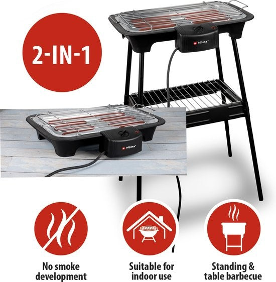 alpina BBQ - électrique - 2-en-1 - intérieur et extérieur - 2000W