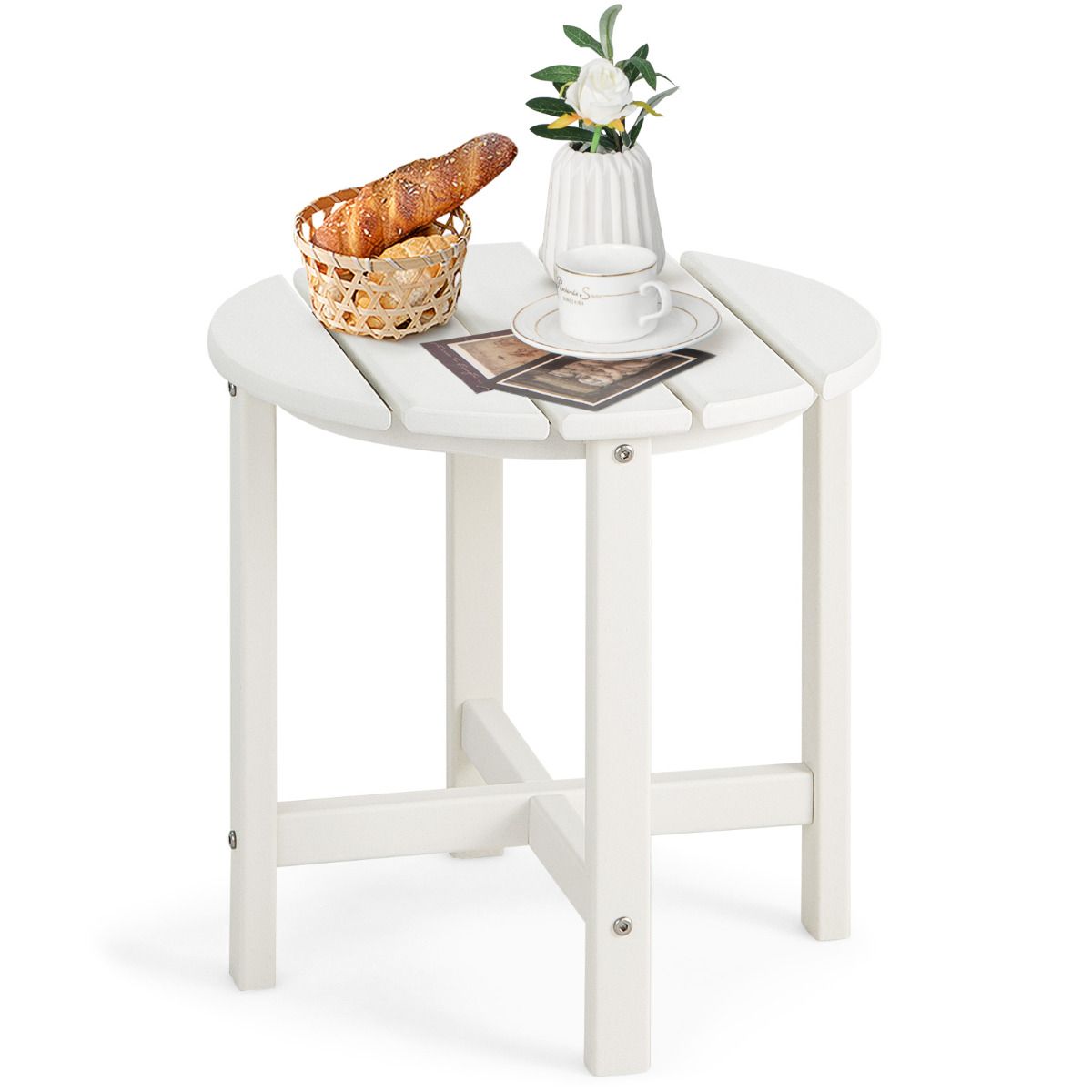 Table d'appoint Coast - ronde - en HDPE résistant aux intempéries - blanche 46 x 46 x 46 cm