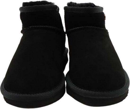 Alpacas Footwear - Ladies - Bottes courtes en daim véritable - Doublées de 100% de laine d'agneau douce - Noir - Taille 38