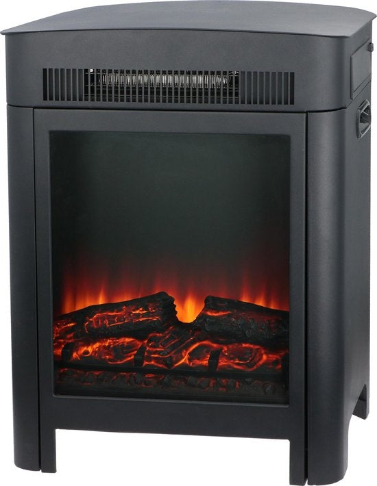 Classic Fire Cheminée d'ambiance électrique Modena - Poêle 1800 et 2000W - Cheminée autoportante - Flammes LED - Noir
