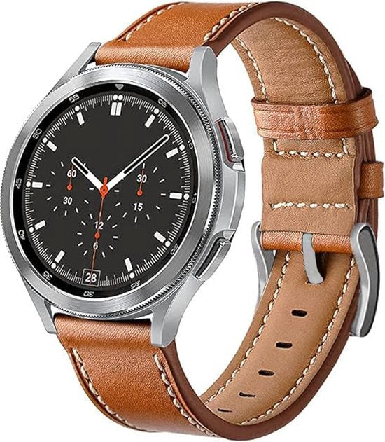 Podec Bracelet Smartwatch Cuir marron 20mm - Bracelet pour Samsung Galaxy Watch Active / Active2 40 & 44mm / Galaxy Watch 3 41mm / Galaxy Watch 42mm / Galaxy Watch 4 & 4 Classic / Watch 5 / 5 Pro / Watch 6 / 6 Classic / Gear Sport