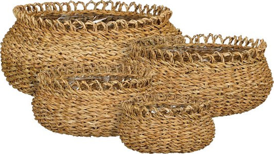 Mica Decorations Panier à plantes Gourdon - Lot de 4 - H17 x Ø31 cm - Marron