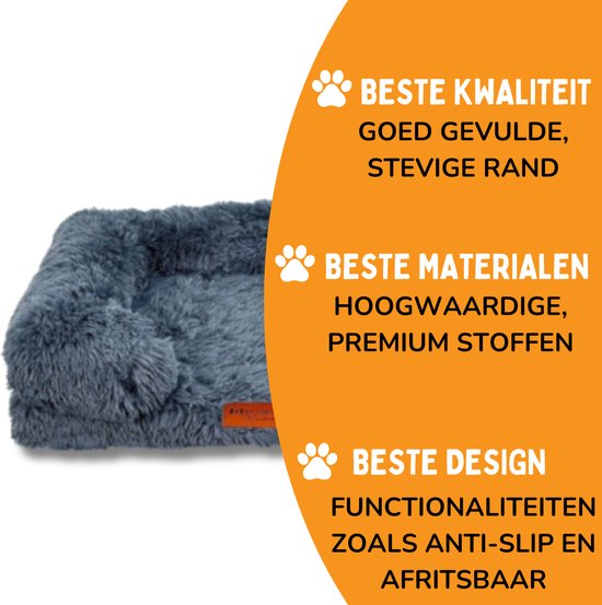 By Cee Cee Panier orthopédique pour chien - Coussin orthopédique pour chien - Royal Collection Dog Bed - Fluffy - Dark Grey - M - 80x55x17
