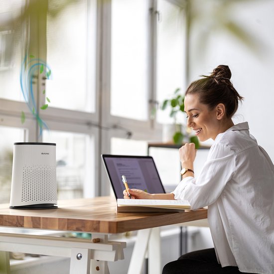 Auronic Air Purifier Compact Pro - Avec filtre HEPA 13 - 150 m³/h - 30 m² - Fonction aromathérapie - 3 niveaux - Purificateur d'air - Blanc