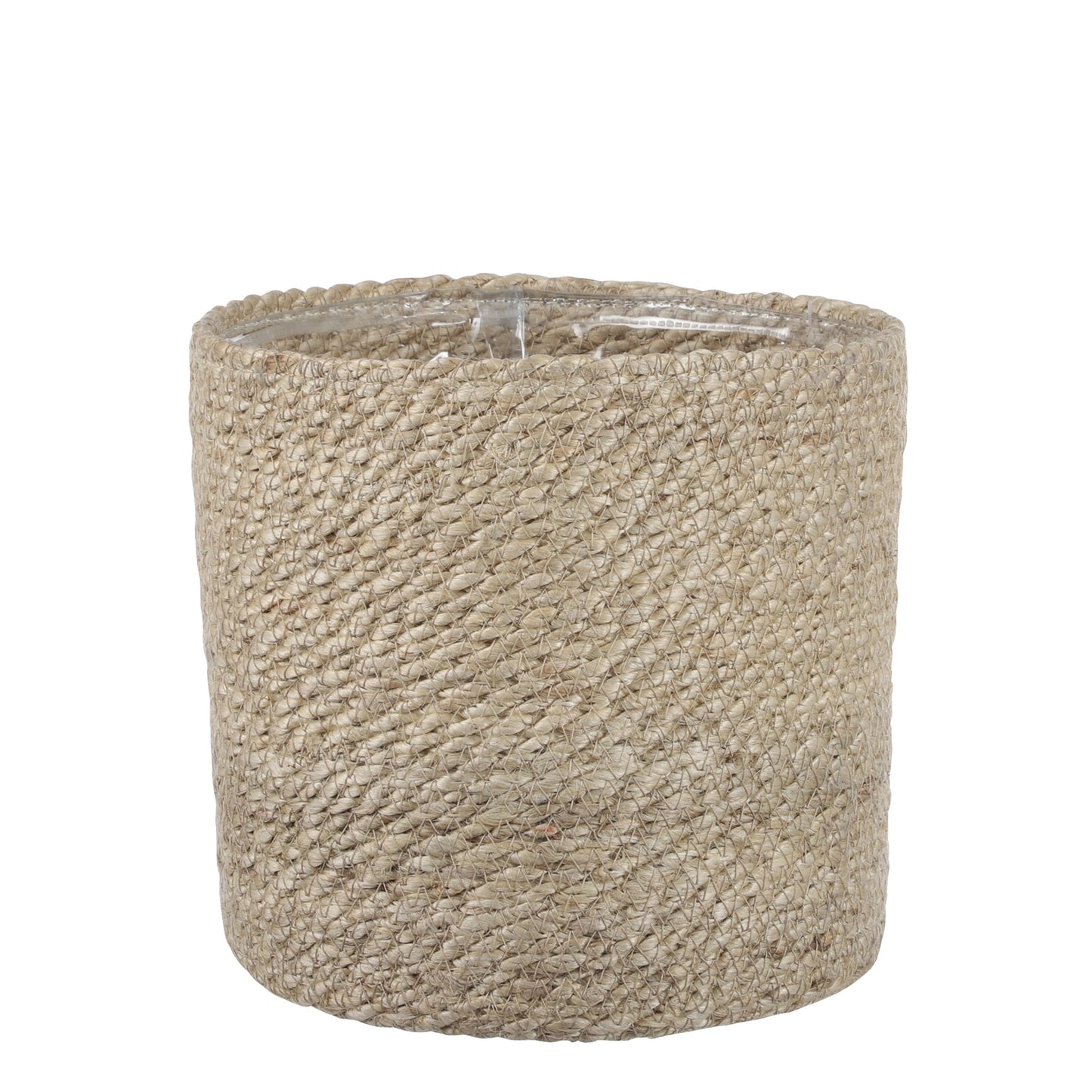 Mica Decorations Atlantic Plant Basket - H 20 x Ø 20 cm - Fait main en jute - Crème - Avec doublure en plastique