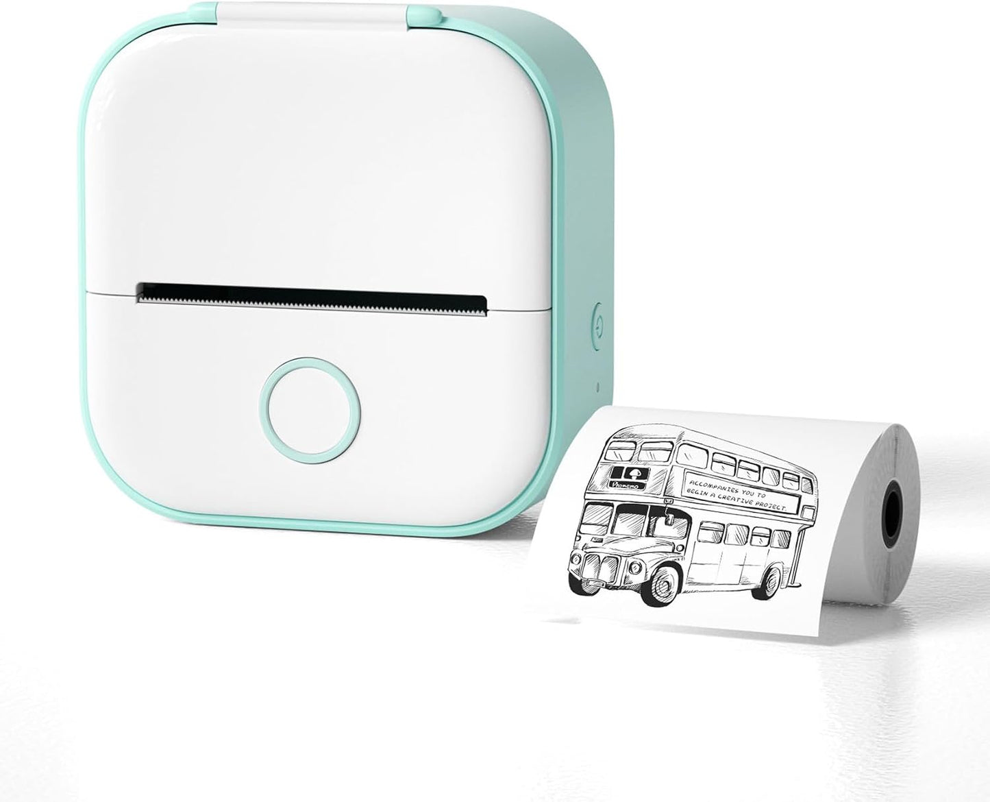 Imprimante de poche Gienslru Mini - Imprimante photo thermique Bluetooth portable - Sans encre - 3,8 x 8,6 x 8,9 cm - Verte