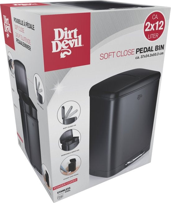 Dirt Devil Pedal bin - Séparateur de déchets - 2x 12L - Noir