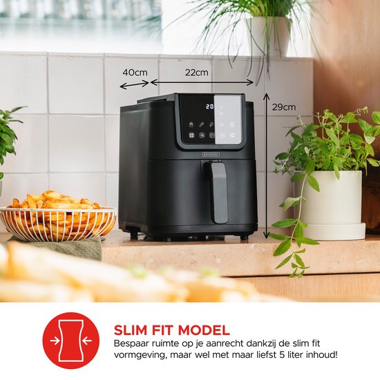 Bourgini Slimfit Airfryer Pure XL - Friteuse à air chaud - 5 litres - 1500W - sans PFAS