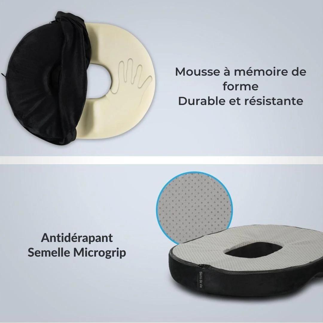 Coussin de siège LifeGoods - Coussin orthopédique à anneaux - Housse lavable - Antidérapant - Noir