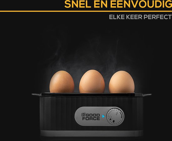 Cuit-oeufs électrique GoodForce - pour 1 à 6 oeufs - avec minuterie et alarme