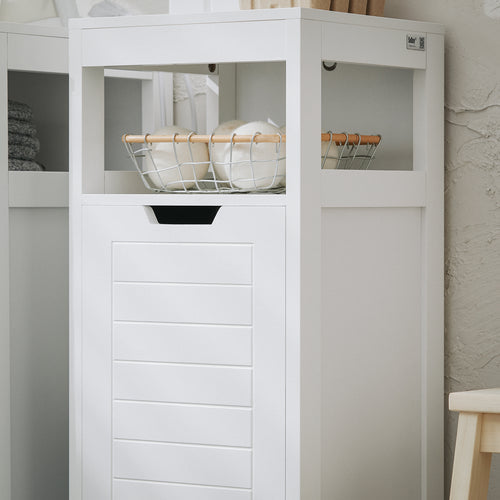 SoBuy Meuble de salle de bain avec 1 tiroir - Incluant 1 panier à linge amovible - 30 x 30 x 90 cm - Max. 15KG - Blanc