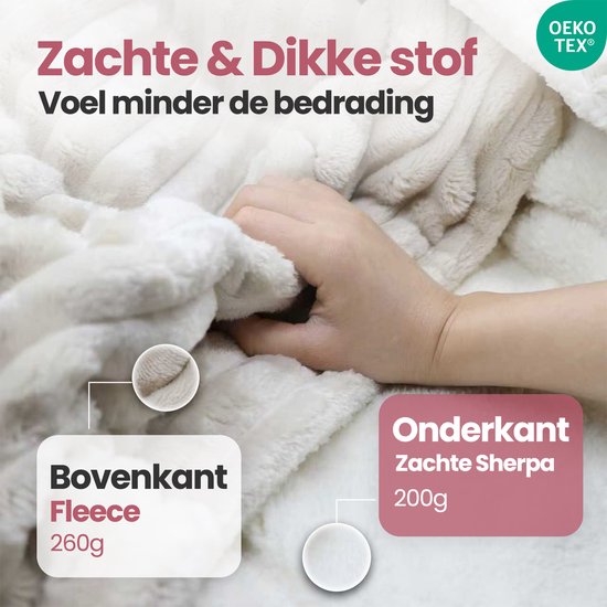 STAUS&BACH Couverture électrique 3XL - Couverture supérieure pour 2 personnes - Couverture chauffante en polaire Sherpa double face - Beige - 180x160 cm PowerNap