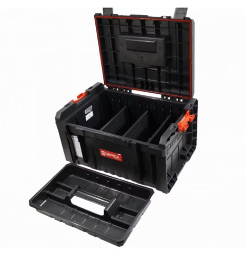 Chariot à outils Qbrick System Pro - 2 plateaux à tiroirs - 61 x 44 x 33 cm - Noir