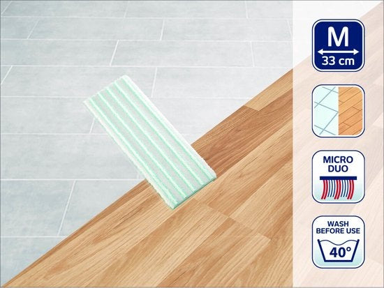 Leifheit Picobello M mop cloth allrounder Micro Duo - 33 cm de largeur d'essuyage - turquoise - blanc