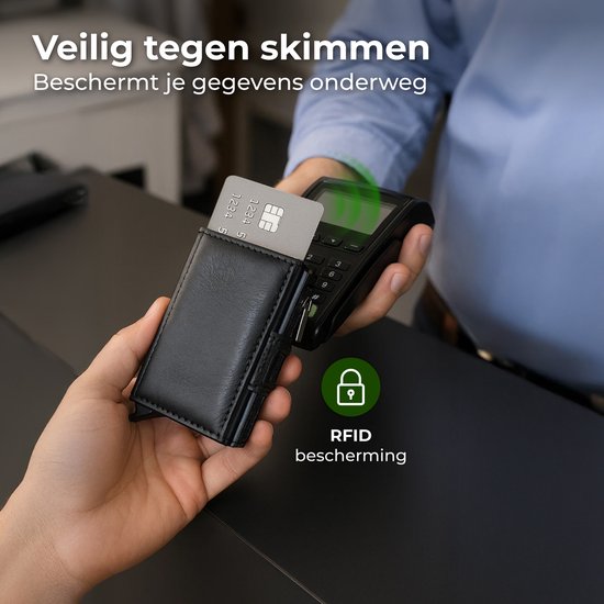 Nuvance Card Holder - Porte-cartes extensible avec protection RFID - 10 cartes - Porte-cartes hommes et femmes - Noir