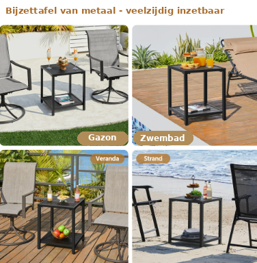 Table d'appoint Yaheetech - Table de jardin noire 45 x 45 x 54 cm