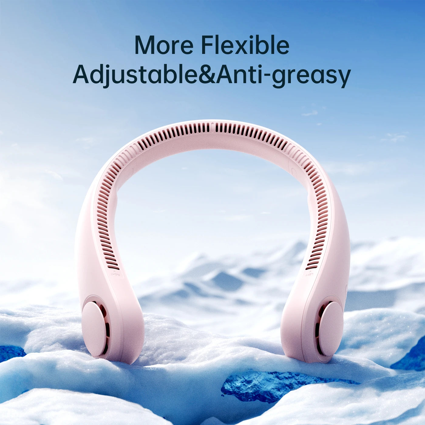 Ventilateur de cou Jisulife Life 3 - Rose - Sans pales - 5 vitesses - 4 000 mAh - Jusqu'à 16 heures - 78 ouvertures d'aération - 253 g