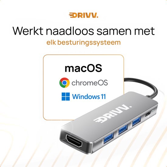 Hub USB-C haut de gamme 5 en 1 - HDMI 4K 30 Hz - PD 100 W - USB 3.0 - USB 2.0 - Répartiteur USB - Adaptateur - Gris sidéral