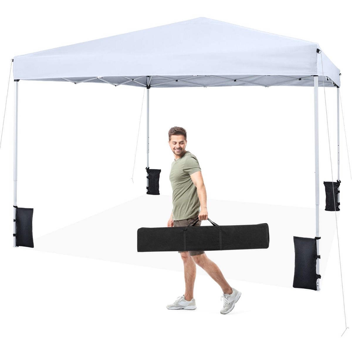 Pavillon de jardin éphémère Coast - hauteur réglable - tente de réception pliable - blanc 290 x 290 cm