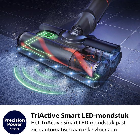 Aspirateur Philips avec fonction de lavage des sols XC8055/01 Aqua Plus - Sans fil et sans sac - Buse d'aspiration avec éclairage LED - Aspirateur à main - Autonomie de la batterie jusqu'à 80 min - Léger - Bleu