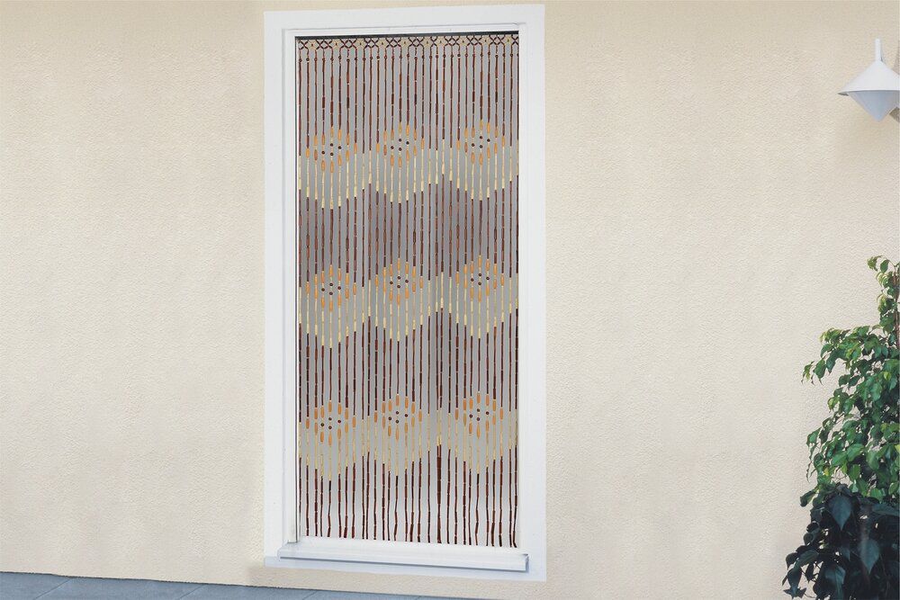 Rideau à perles Wenko en bambou, fabriqué à la main - Rideau de porte pour balcon et terrasse - 90 x 200 cm - Multicolore