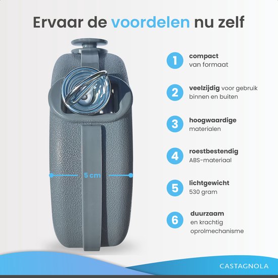 Corde à linge Castagnola - Corde à linge extensible - Fil à linge - Corde à linge 12 mètres - Capacité jusqu'à 13 kg