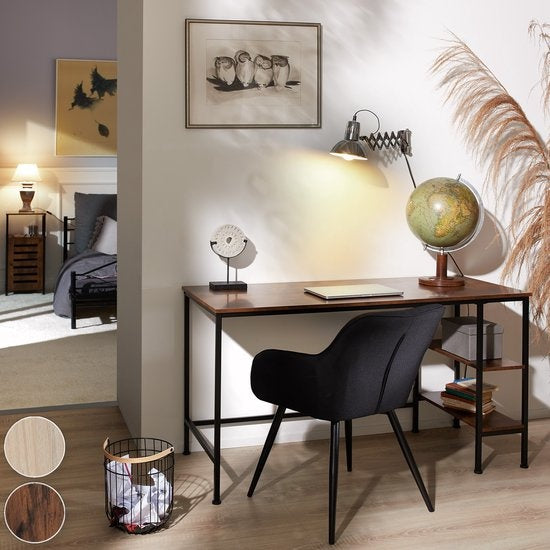 tectake - Donegal bureau d'ordinateur industriel foncé bureau de travail - 404227