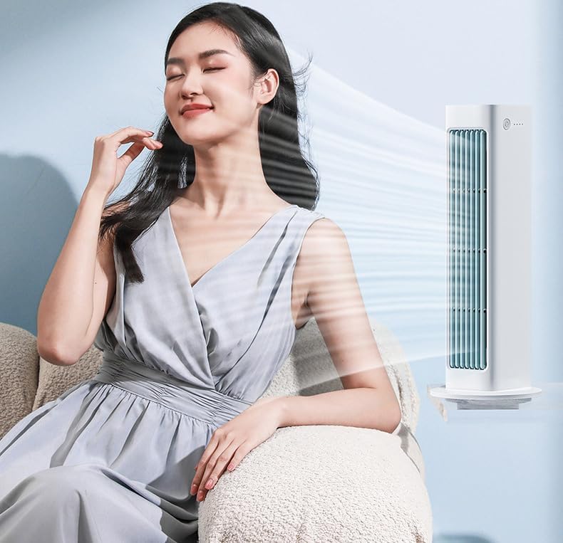 Climatiseur personnel Breezmax - Mini-climatiseur portable à 360° avec télécommande - Rechargeable 4 000 mAh - 325 mm - Blanc