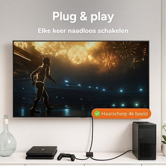 Skoov Commutateur HDMI 2 in 1 out - Plug & Play - Dolby / 3D - Répartiteur - 4K - 60HZ - Premium - Universel - Jeu - TV - Extender - Accessoires