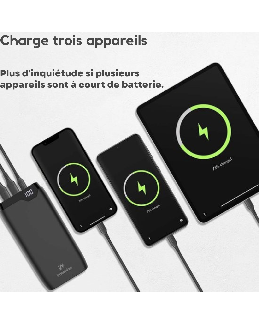 Batterie externe - imoshion - 20000 mAh - Chargeur rapide 22,5W - USB-C & USB-A - Powerbank Powerbank adapté à iOS/Android - Noir