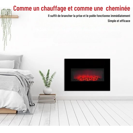 Cheminée Électrique Memphis - Classic Fire  - Chauffage avec Télécommande et Minuteur - Effet Flamme LED - 1800 W – Noir