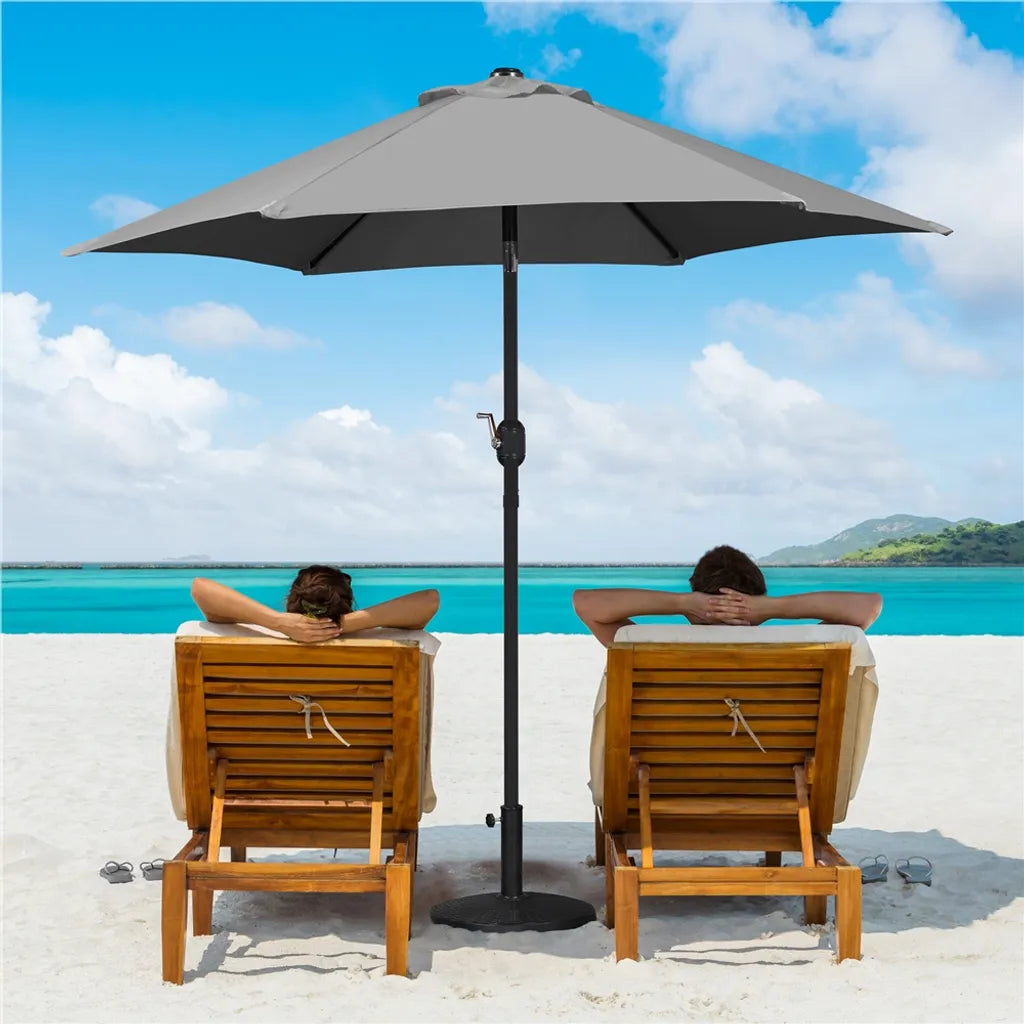 Parasol Yaheetech Ø 230 cm - Gris - Parasol de jardin inclinable avec système de balancier et aération anti-vent