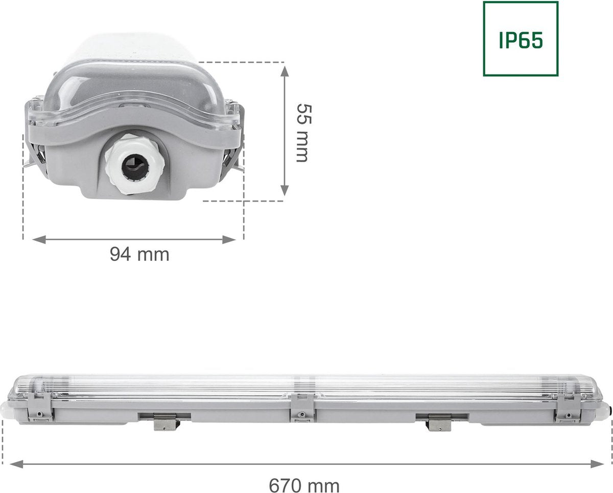 LED's Light LED TL Fixture + Tube | 2x 18W | 120 cm