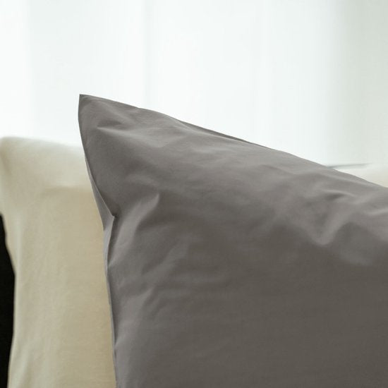 Kayori Kayori Puro Housse de couette en percale - 240 x 200-220 + 2 taies d'oreiller - Lits jumeaux - Qualité hôtelière - Gris chaud