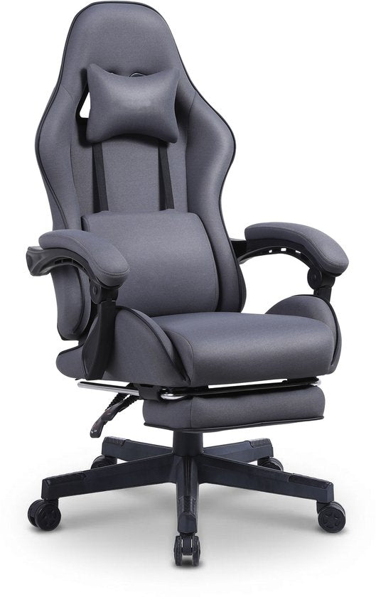 VDD - fauteuil de jeu avec repose-pieds - accoudoirs rembourrés - hauteur réglable - coussin de massage - gris