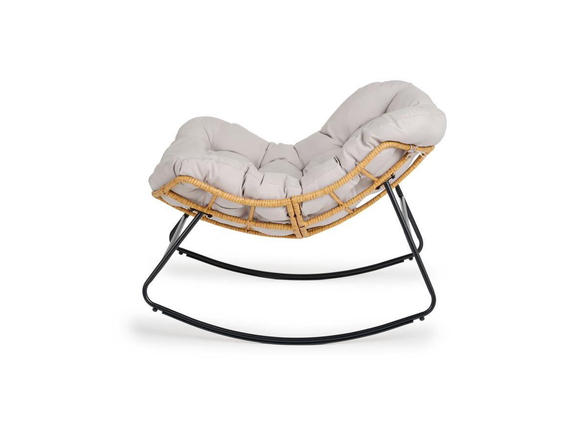 Fauteuil à bascule en rotin Lifa Garden avec coussin - Naturel - 110 x 70 x 90 cm