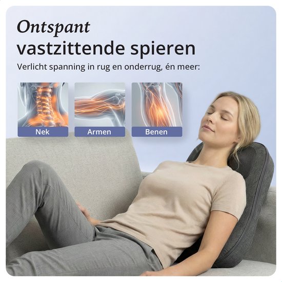 Appareil de massage Lifeproducts pour le dos - Appareil de massage du dos - Coussin de massage Shiatsu - Appareils de massage avec fonction chauffante
