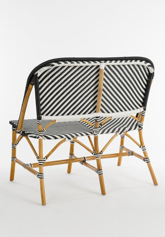 Mica Decorations Banc d'extérieur Mandox - L 98 x l 60 x H 93 cm - Rotin - Noir, Blanc