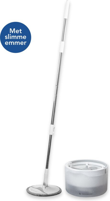 Techweise Mop System Mop with smart bucket - Adjustable handle - Complete Mop Set - Floor Wiper - Mop
