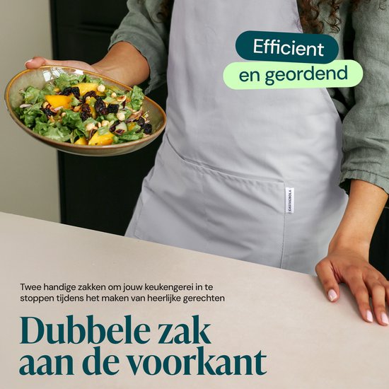 Tablier de cuisine Castagnola - Hydrofuge et anti-salissures - Tablier de cuisine professionnel - Tablier de barbecue pour femmes et hommes - Unisexe - Boucle réglable - Grandes poches - Gris clair