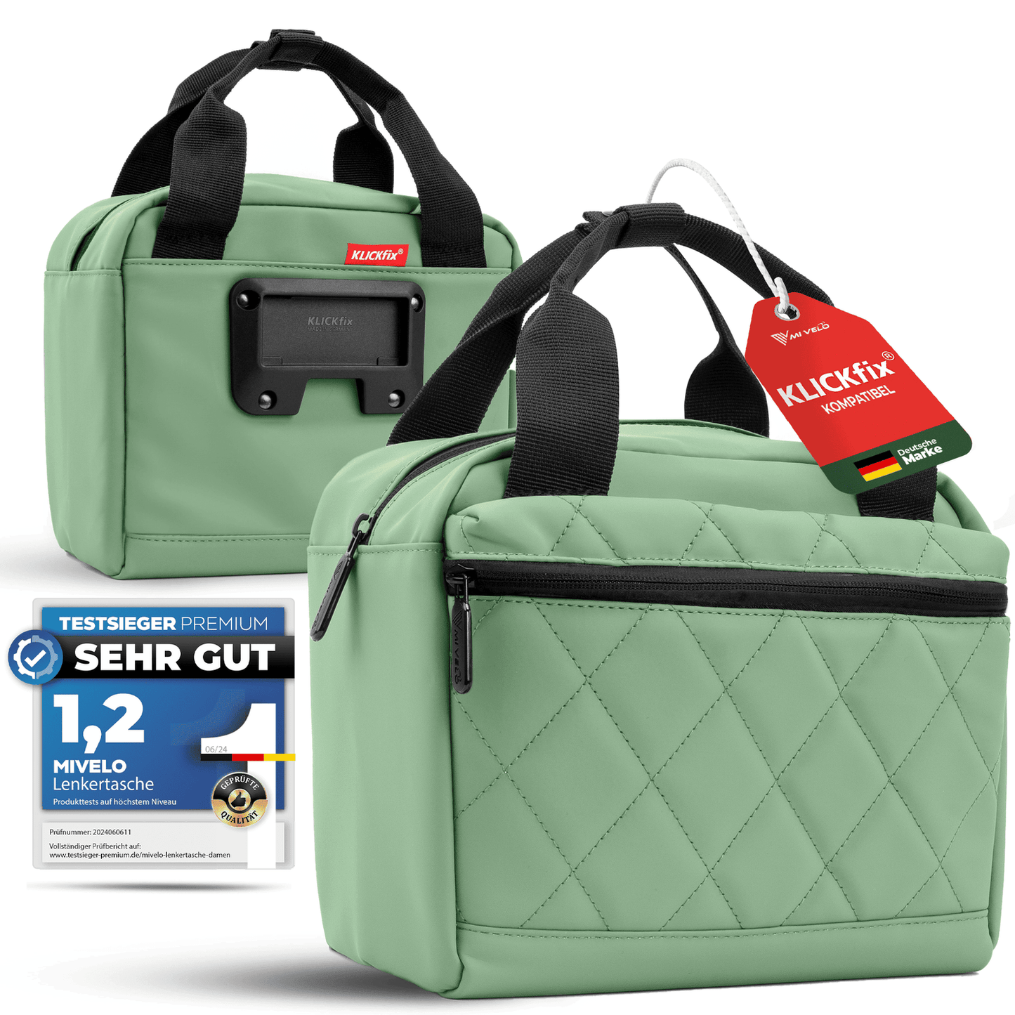 MIVELO Sacoche pour guidon de vélo - Déperlante - 7 litres - Menthe