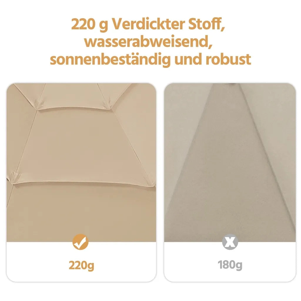 Parasol inclinable Yaheetech à 3 panneaux, Ø 324 cm, marron clair