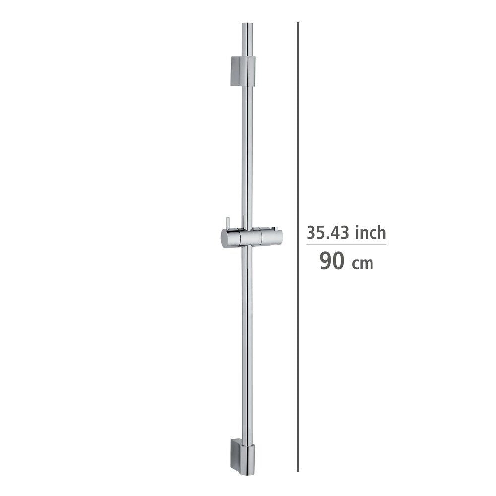 Barre de douche en acier inoxydable argenté brillant pour douchette à main, 90 cm, modèle Classic - Wenko
